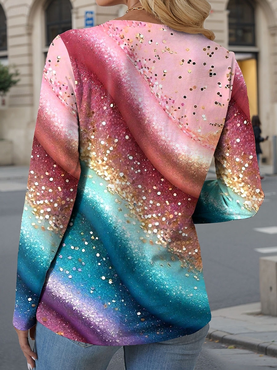 Femmes T-shirt A Ombre Graphique Texture ancien Élégant Occasionnel manche longue Col ras du cou Col rond Hauts Réguliers Quotidien Imprimé Rose Claire Bleu Violet Été Printemps Automne de 2025 ? $22.99 –P2