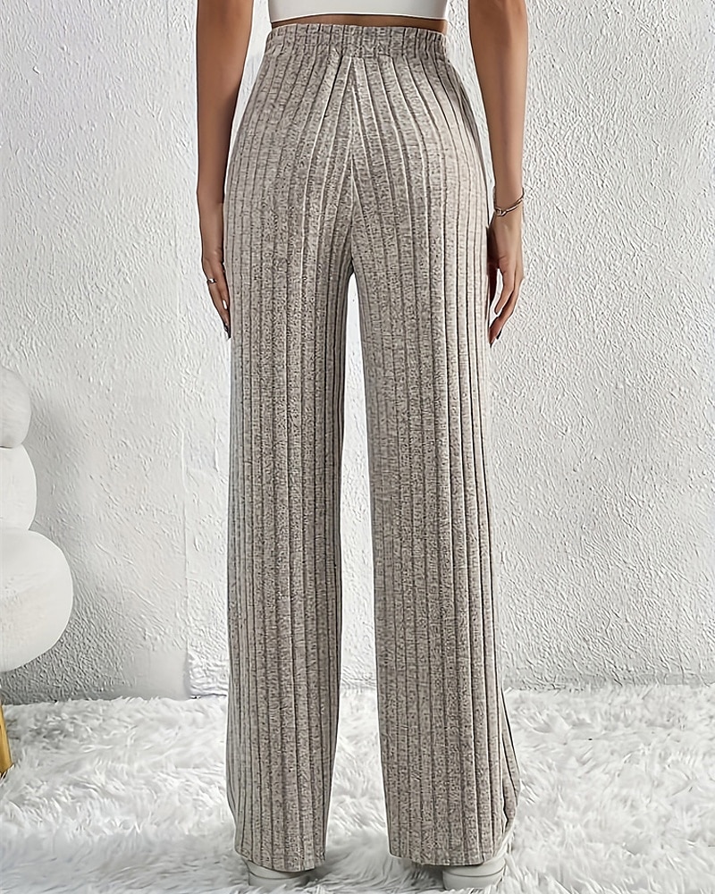 Women's Wide Leg Pants Trousers Palazzo Pants Fashion Streetwear Full Length High Waist Plain Elastic Waist Jacquard Breathability Comfortable Street Daily Wear Going out Light Grey Summer Spring 2025 - $17.99 –P2