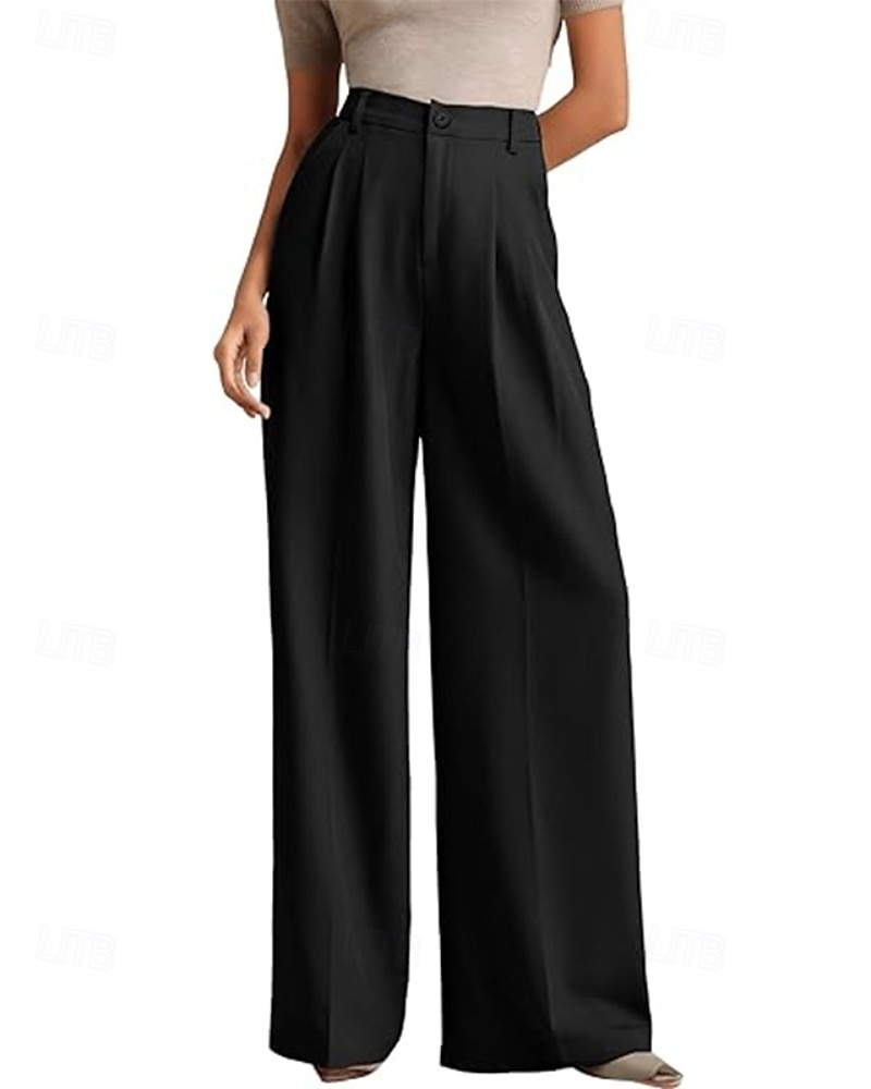 Dam Brett skaft Byxor Streetwear Ledigt Fullängd Naturlig Slät Elastisk midja Bekväm Gata Helgdag Dagliga kläder Aprikos Grå Svart Vit Höst Normal 2026 - $32.99 –P2