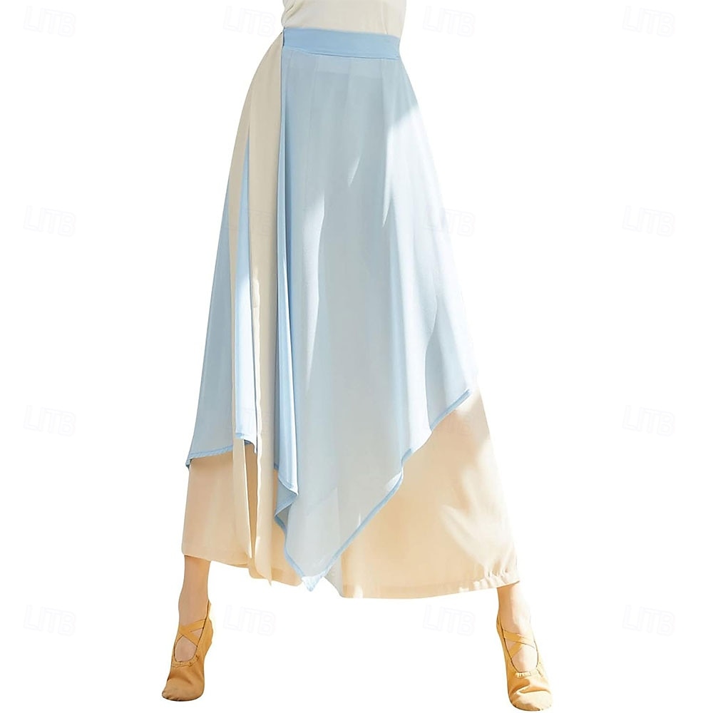 leggings com saia para mulheres, calças de ioga, leggings elásticas para dança de balé, meia-calça de chiffon com saia para balé latino, salsa e tango de 2025 por $25.99 –P2