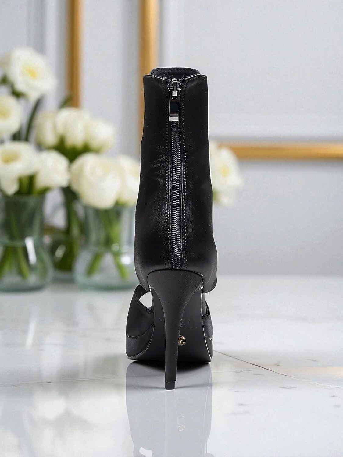 Bottes de danse florales pour femmes - Chaussures de danse latine professionnelles à talons hauts et bout ouvert en satin avec imprimé rose élégant, idéales pour la salsa, le tango et les spectacles de 2025 ? $64.99 –P14