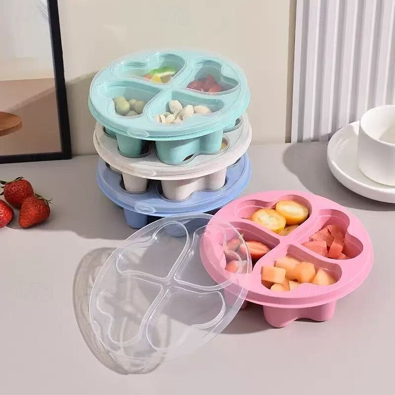 4pcs Heart-Shaped Bento Boxes with Transparent Lids, 4 Colors, Divided Snack Containers for Fruits, Candy, Nuts, and Tea Time Treats 2025 - $13.99 –P2