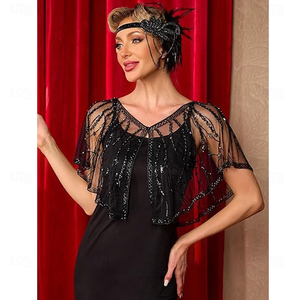kvinners 1920-talls sjal sjal paljetter flapper kveldssjal for kvinner Gatsby-tilbehør til Harlem-kvelden 2025 - $36.99 –P2