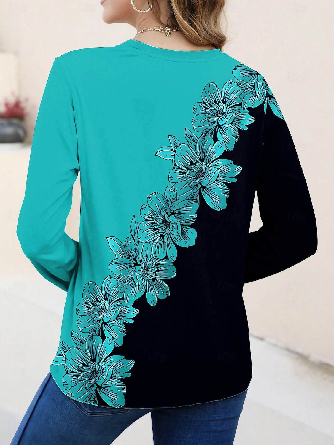 Femmes T-shirt Fleuri Graphique Plantes ancien Élégant Classique manche longue Col en V Hauts Réguliers Quotidien Sortir Week-end Imprimé Vert Claire Bleu Bleu Ciel Violet Vert Printemps Automne de 2025 ? $22.99 –P2