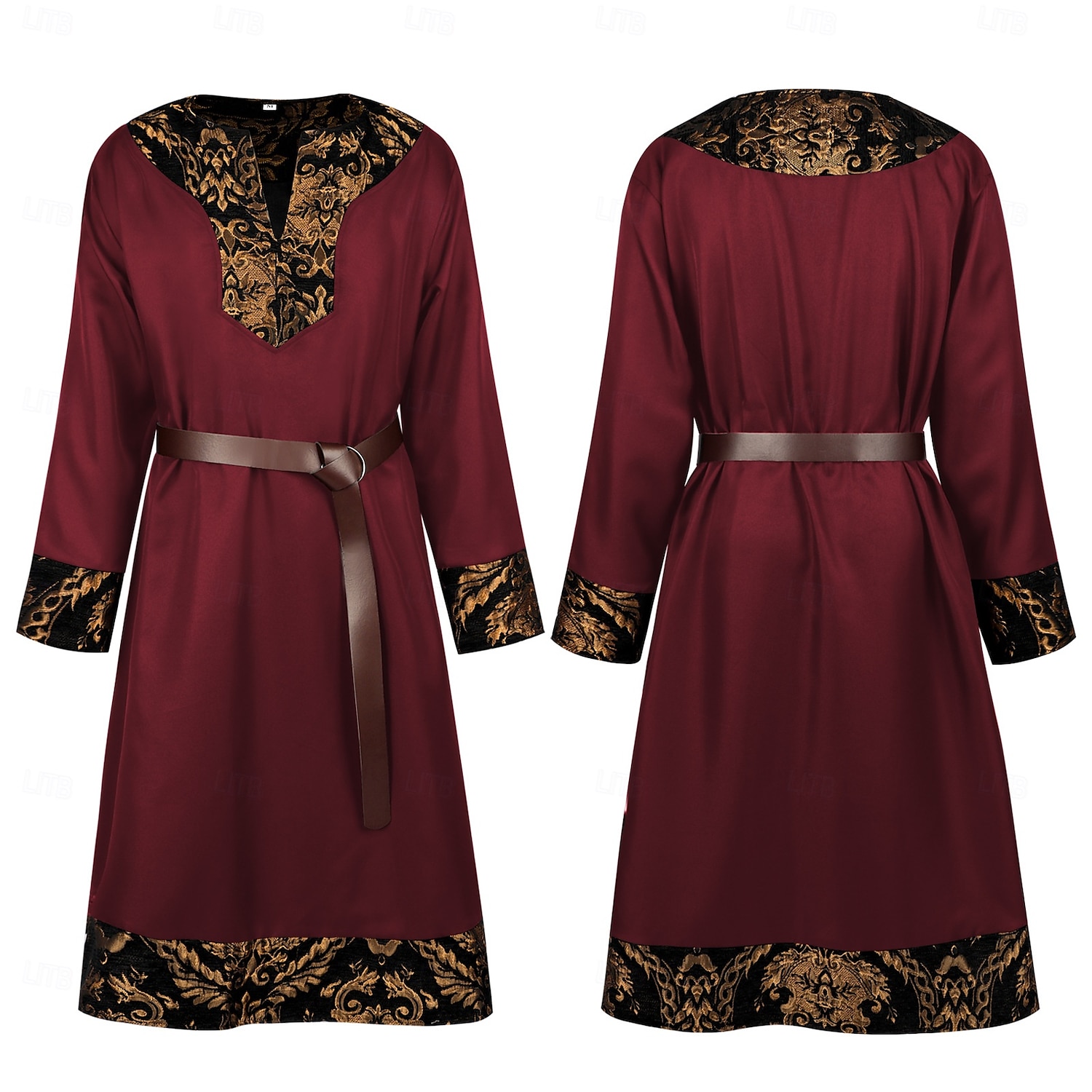 Retró Rockabilly Ing Tunika Harcos Lovag Viking Virágos Jacquardszövet Jelmez Férfi Kelta Mindszentek napja Farsang Teljesítmény Parti LARP Felnőttek Kabát Öv 2026 - $74.99 –P5