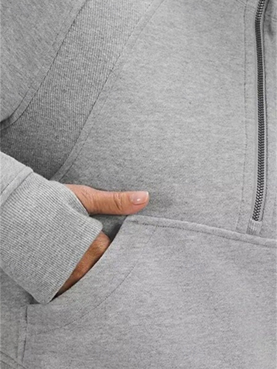Mulheres Pulôver Moletom Com Capuz Tecido Casual Manga Longa Com Capuz Tops regulares Rua Dia a Dia Patchwork Zíper Bolsos Branco Rosa cáqui Cinzento Outono Inverno de 2025 por $32.99 –P6