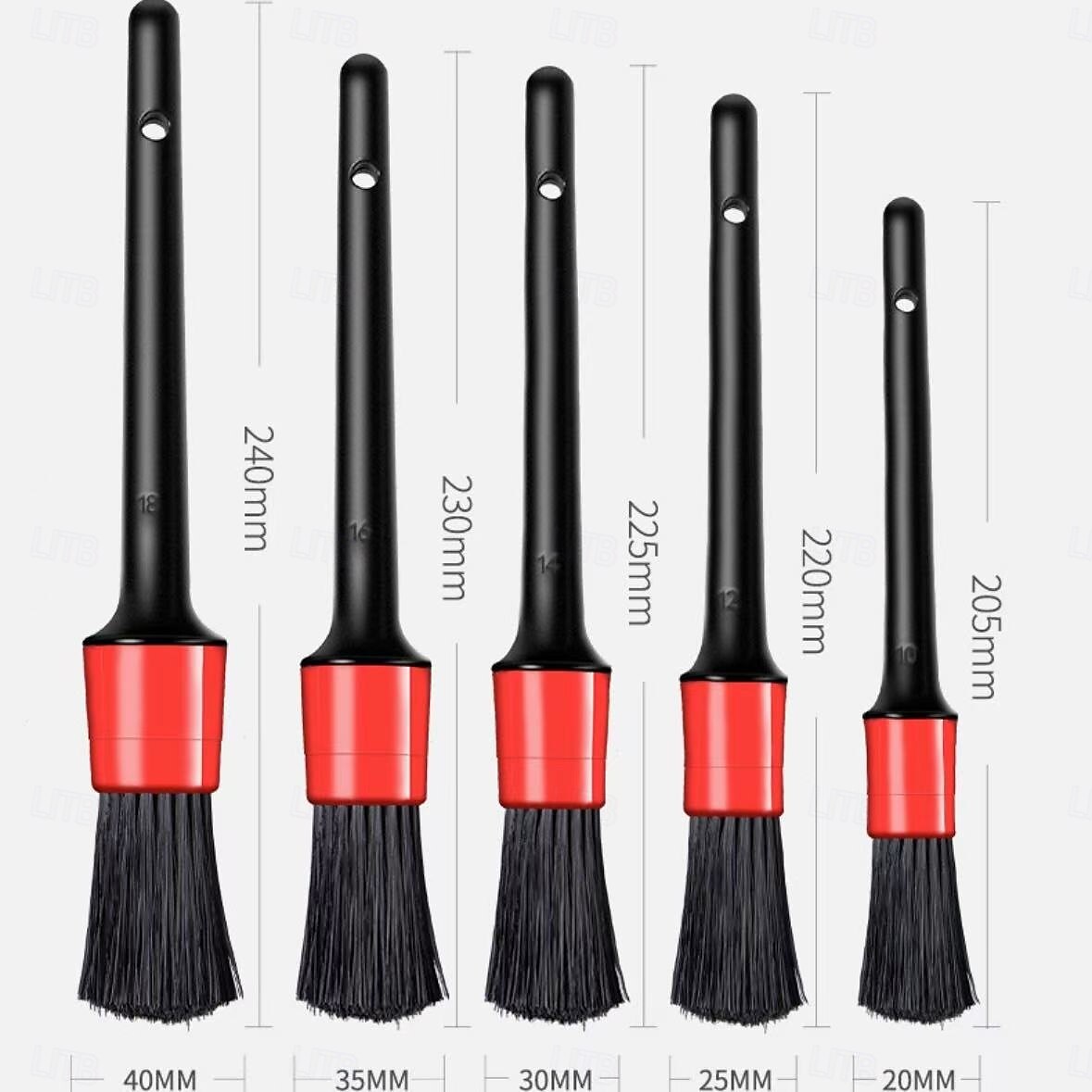 5pcs Car Detail Brush Set with Durable Plastic Handles, Black and Red, Ideal for Dashboard, Vents, Wheels, and More, Stylish Automotive Cleaning Tools 2025 - $6.49 –P5