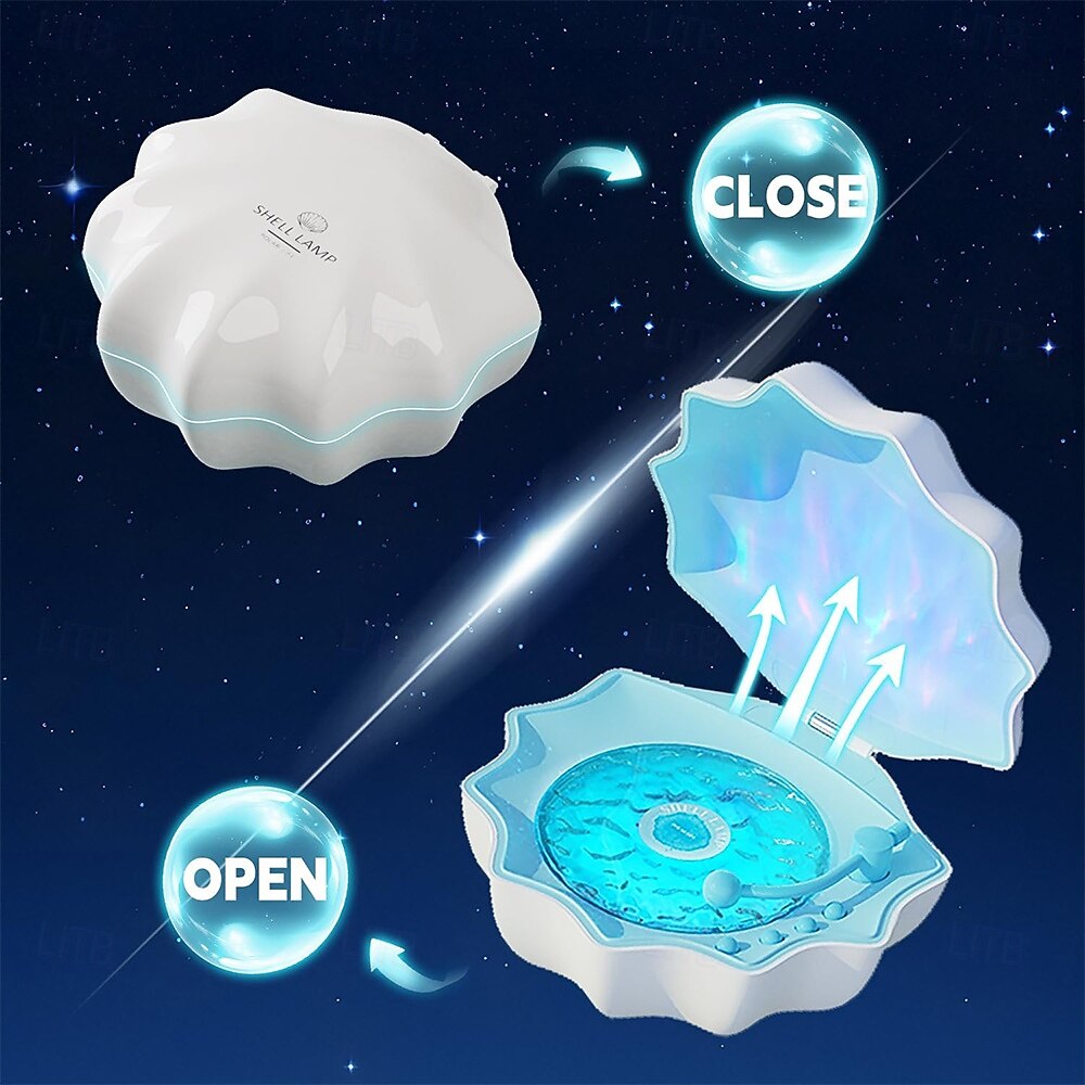 Проектор северного сияния, ночник-проектор для спальни, встроенный динамик Bluetooth, ночник-ракушка с белым шумом для декора комнаты/подарок для детей/вечеринка/музыка/релакс/день рождения 2026 - $95.99 –P7