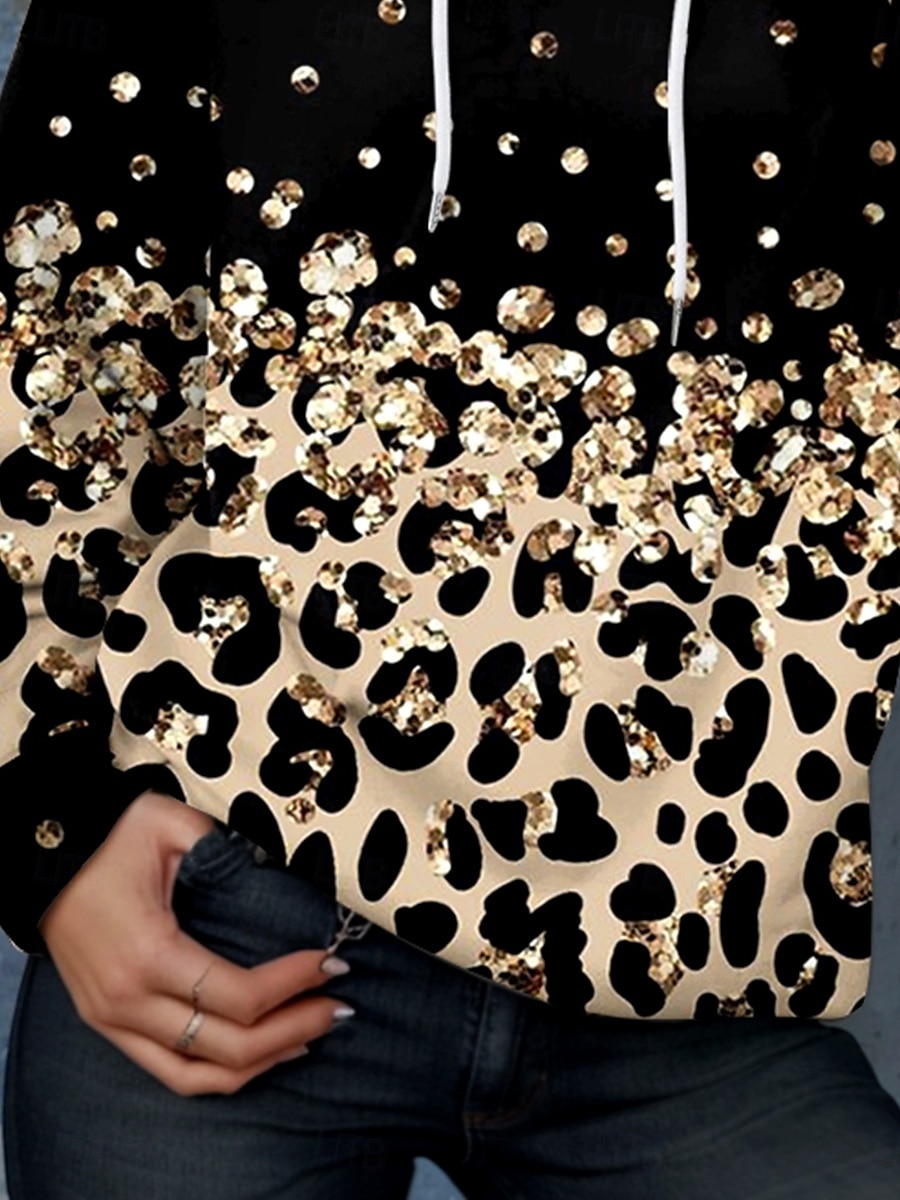 Pentru femei Hanorac cu glugă pulover Grafic Leopard Elegant Cald Activ Manșon Lung Capișon Topuri obișnuite Stradă Zilnice Casual Imprimeu Maro Primăvară Toamnă Iarnă 2025 - $24.99 –P3