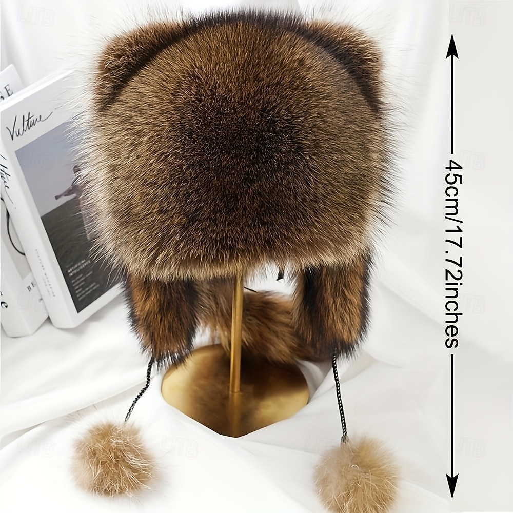 Bonnet en peluche marron de Noël avec queue de raton laveur pour adultes, doté d'un design classique avec des cache-oreilles et une queue, parfait pour les activités de plein air hivernales de 2025 ? $17.49 –P9