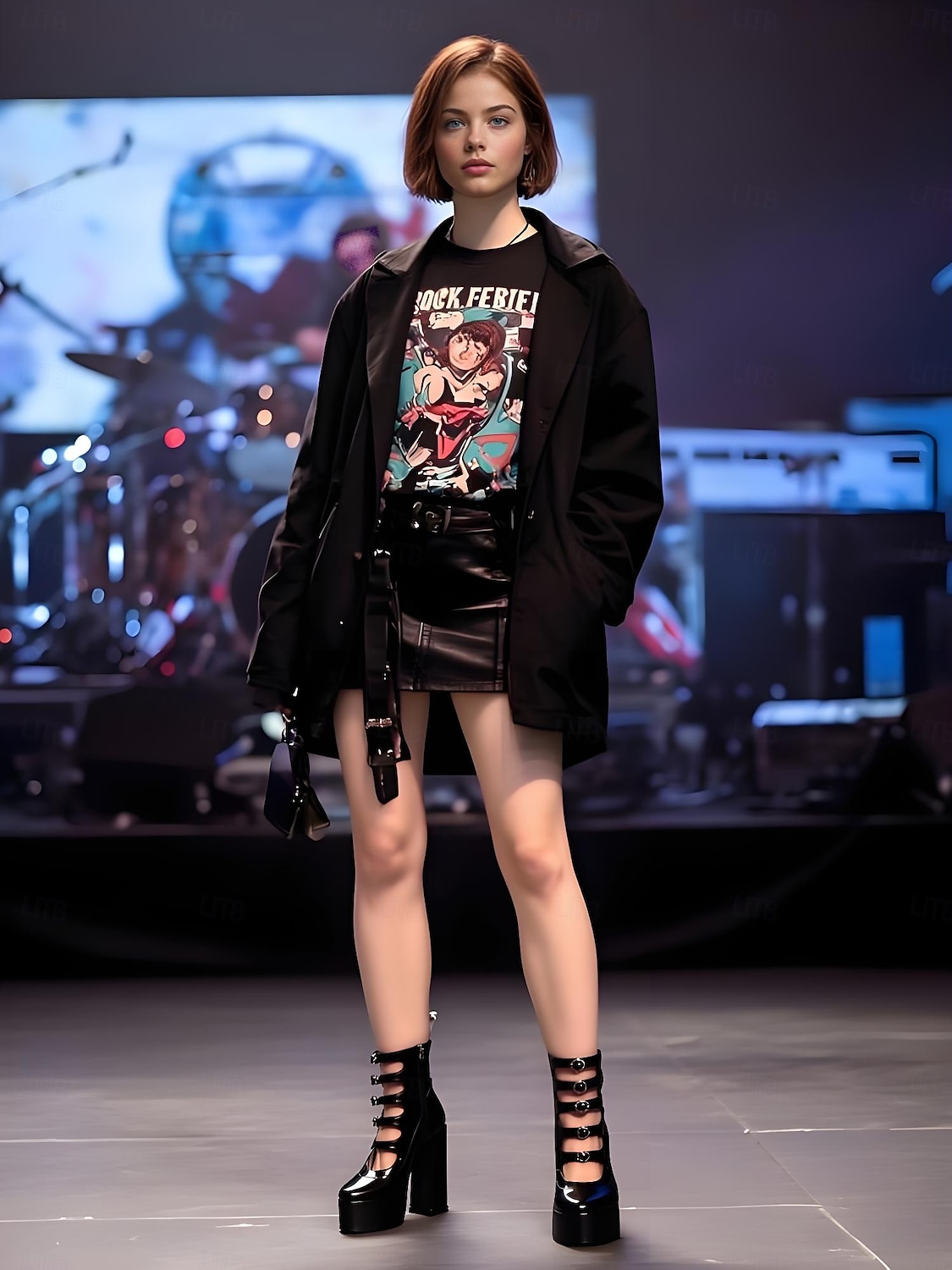 női fekete gótikus platformos magassarkú csizma - punk rock 1980-as évekbeli retró stílus többpántos csatokkal, vastag, blokkos sarkú cipő koncertekre, éjszakai klubokba és cosplay eseményekre 2025 - $84.99 –P4