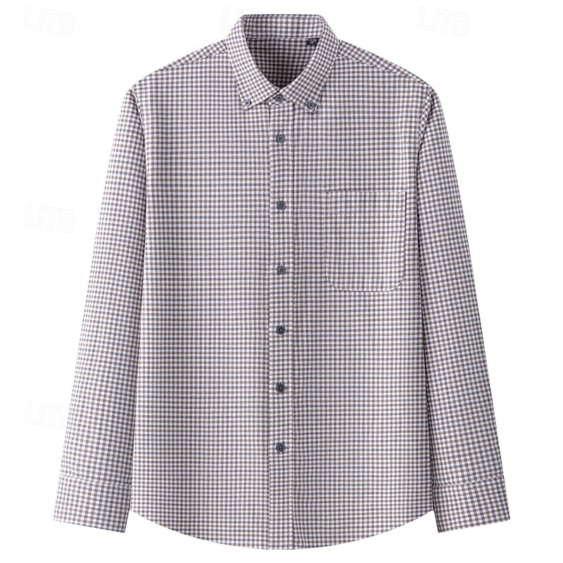 Per uomo Camicia Camicia elegante Camicia button-down Camicia a quadri A Quadri / A Righe / Chevron / Rotondo Abbigliamento quotidiano Abbigliamento Aziendale Giallo Blu marino scuro Marrone Verde del 2025 a $34.99 –P1