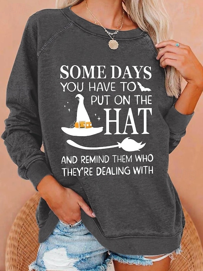 Sweat-shirt à capuche pour femmes Halloween mode décontractée à manches longues col rond hauts réguliers imprimé casual noir blanc bleu gris foncé gris été printemps automne de 2025 ? $22.99 –P4