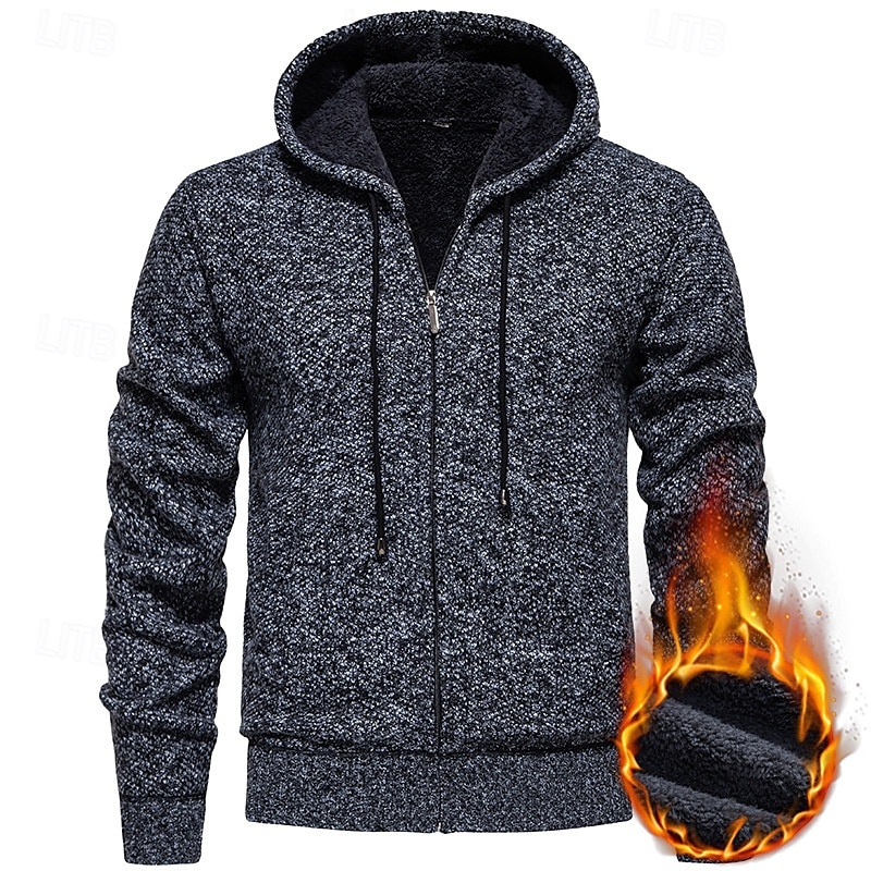 Hombre Chaqueta de Punto Suéter recortado Jersey con cremallera Suéter de punto Estriado Tejer Tops regulares Bolsillo Vellón Plano Con Capucha Moda Clásico Vacaciones Ropa Cotidiana Ropa Otoño 2025 - $21.99 –P3