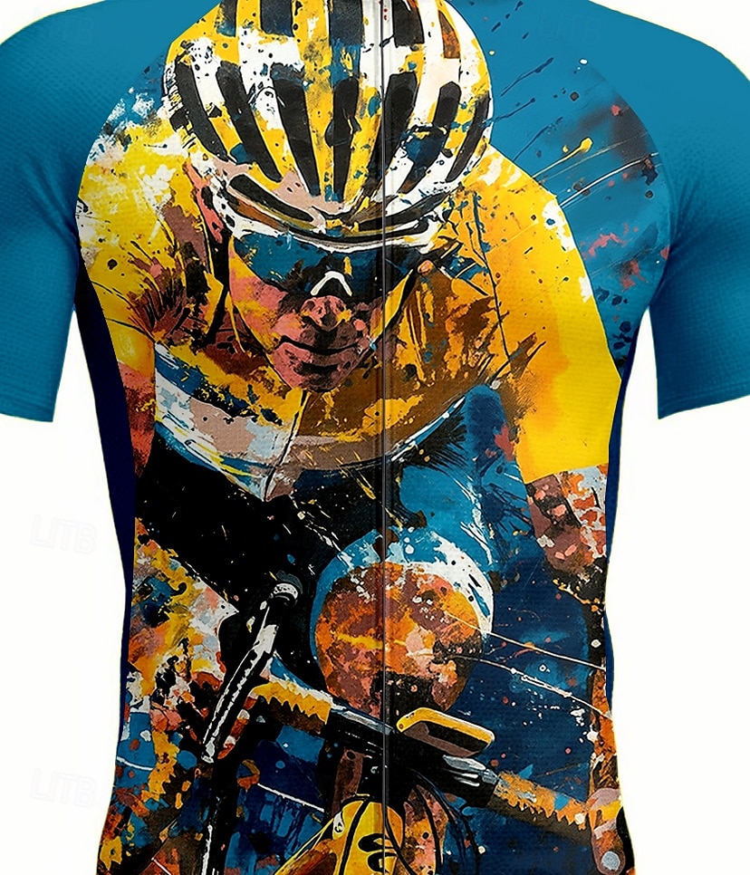 Herren Radtrikot Kurzarm Fahhrad Trikot Oberteil mit 3 Gesäßtaschen UV-beständig Schnelltrocknend Frontreißverschluss Reflektierende Streifen Blau Sport Bekleidung 2025 - $28.99 –P3