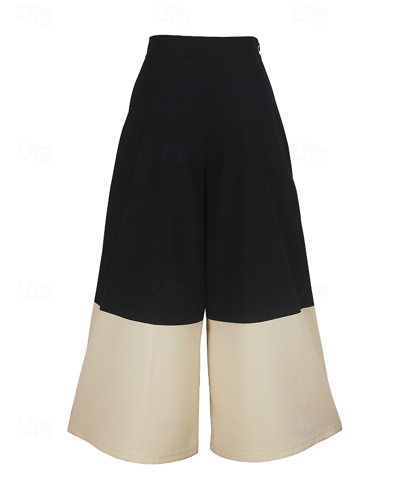 Per donna Gamba larga Moda Streetwear Lunghezza intera Naturale Blocco di colori Patchwork Elastico in vita Comodo All'aperto Vacanza Ferie Nero Autunno Vestibilità regolare del 2025 a $19.99 –P7