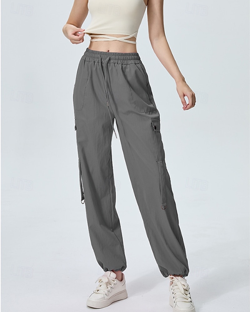 Femmes Pantalons Cargo Slacks Streetwear Occasionnel Longueur complète Naturel Uni Avec Poches Conception à cordon élastique Doux Tenue quotidienne Week-end Noir Rouge Fuchsia Gris argenté Automne de 2025 ? $22.99 –P8
