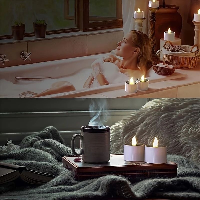 6/12 kpl aurinkokynttilävalo ulkoilmaan vedenkestävä LED ilmanliekitön aurinkoteekynttilä loma- tai kotikäyttöön parveke puutarha terassi portaat häätovaala 2026 - $28.99 –P5