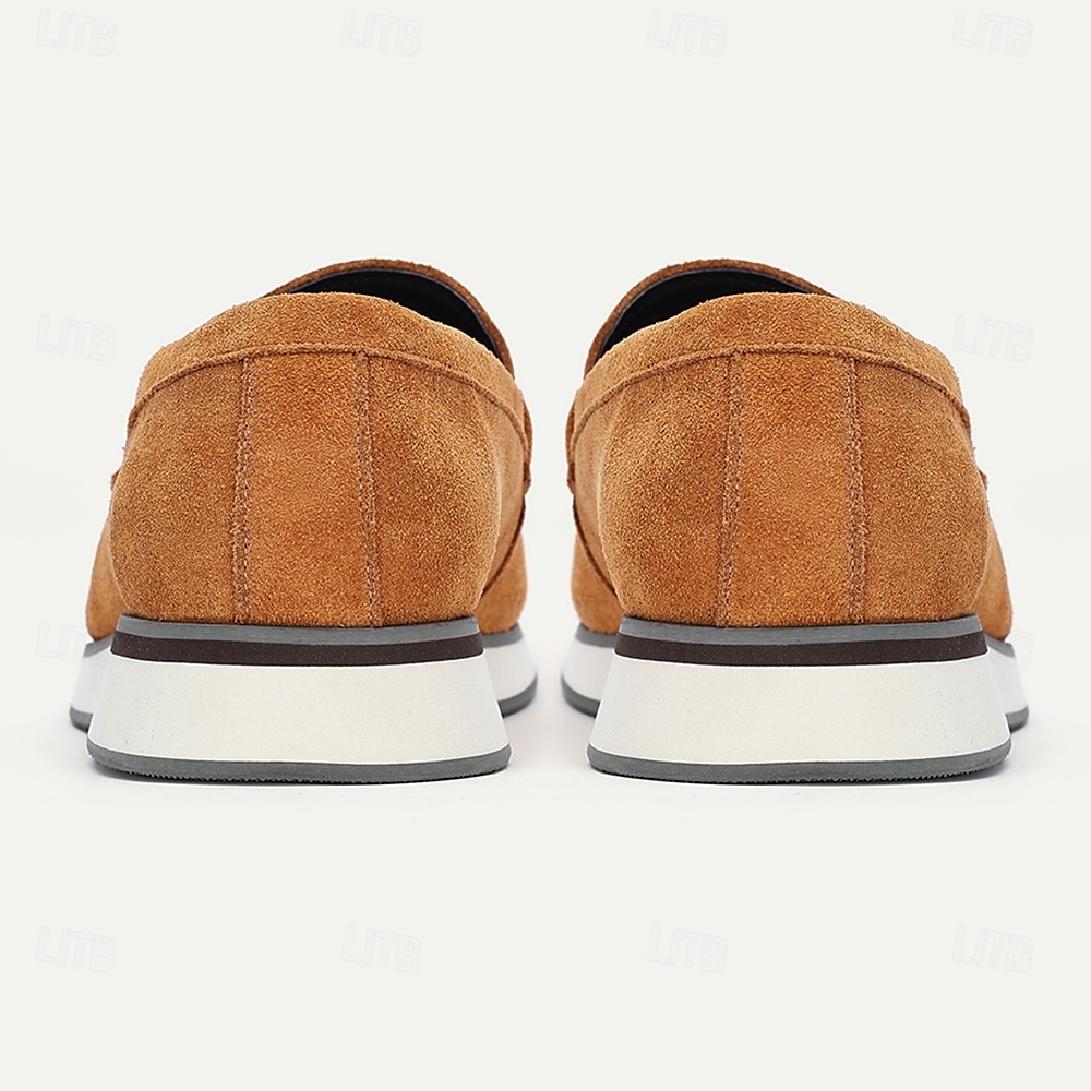 Men's Tan Cowhide Suede Slip-on Loafers with Modern Design Comfortable and Stylish for Office Wear, Casual Outings and Travel 2025 - $94.99 –P3