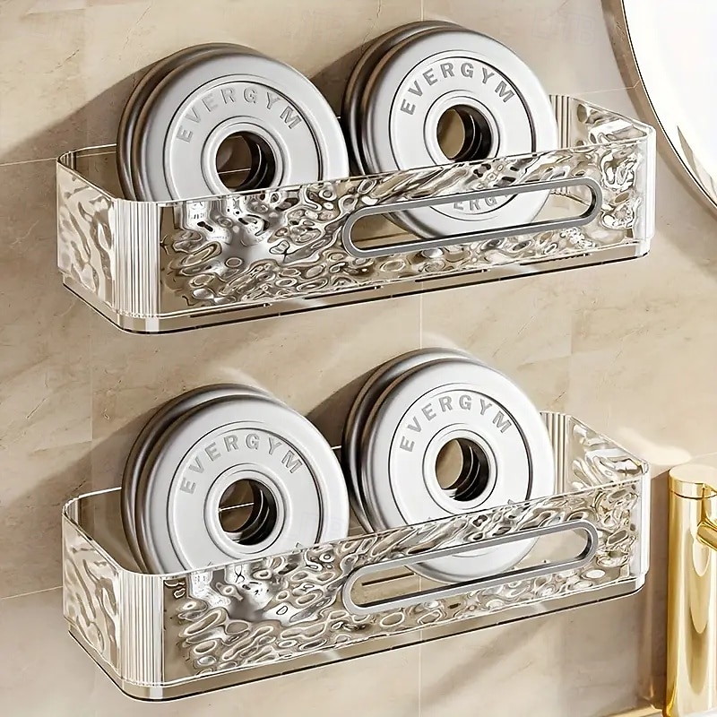 2026年 壁掛け式バスルーム収納ラック、ドリル不要、壁掛け式トイレ収納オーガナイザー、トイレタリーや日用品用の透明コスメティックオーガナイザー  コレクション – $15.99 –P11