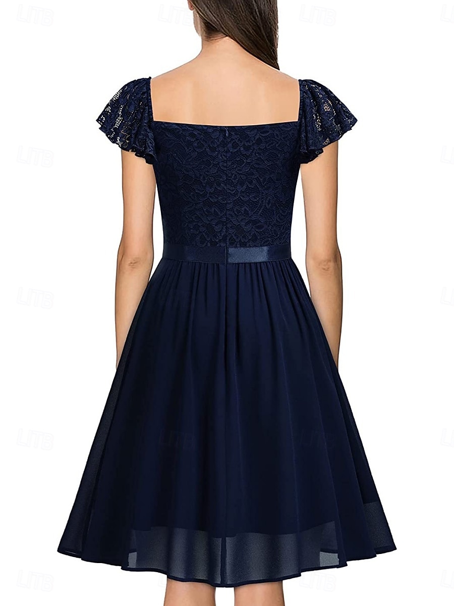 Damskie Sukienka mini Koronkowa sukienka Sukienka koktajlowa Sukienka dla gościa weselnego Szyfon Elegancja Moda Nowoczesny Na zewnątrz Spotkanie towarzyskie Regularny Równina Krótki rękaw W serek 2025 - $26.09 –P13