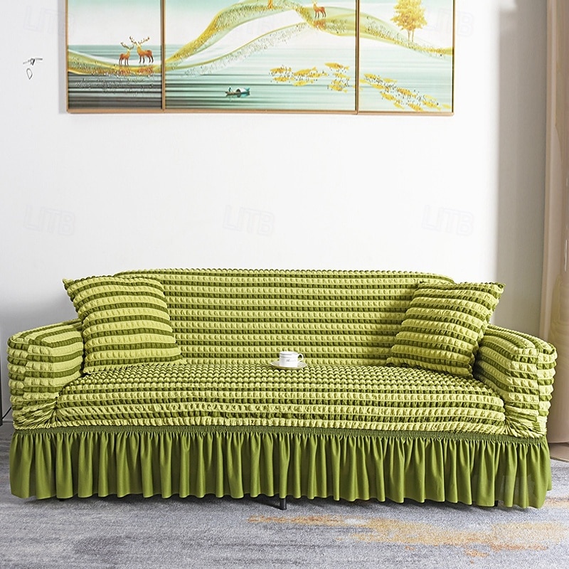 3D Bubble Lattice Elegant Stretch Sofa Cover Loveseat Cover Couch Cover Spandex Elastic Sofa Slipcover Protector with Skirt 2025 - $39.99 –P7