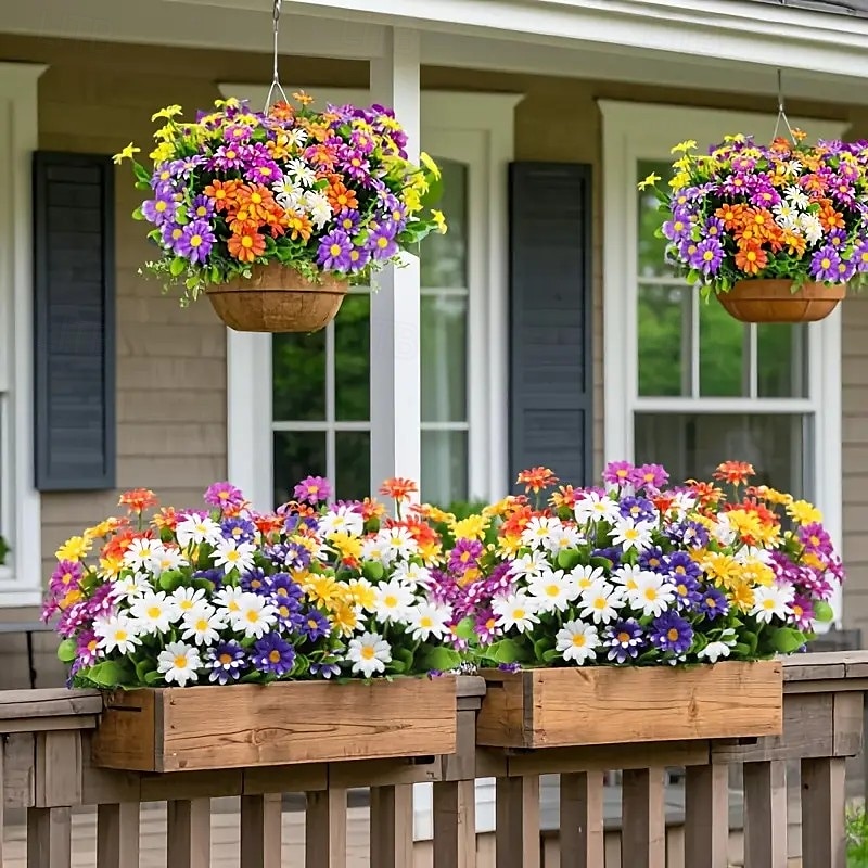 10 fiori artificiali da esterno, decorazioni floreali in plastica, bouquet di margherite artificiali resistenti ai raggi UV, arbusti di fiori artificiali per casa, hotel, ufficio, feste di matrimonio, del 2026 a $22.99 –P2