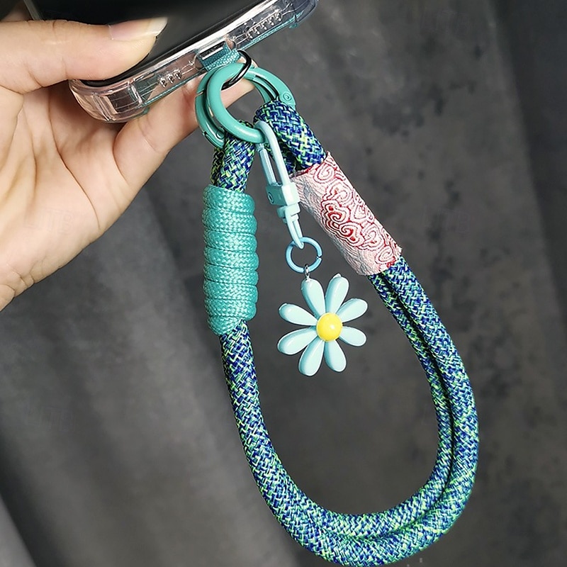 Corde courte imprimée pour téléphone portable, pendentif fleur, corde tissée courte à double usage, corde de suspension robuste pour voyage en plein air pour hommes et femmes de 2025 ? $9.99 –P4