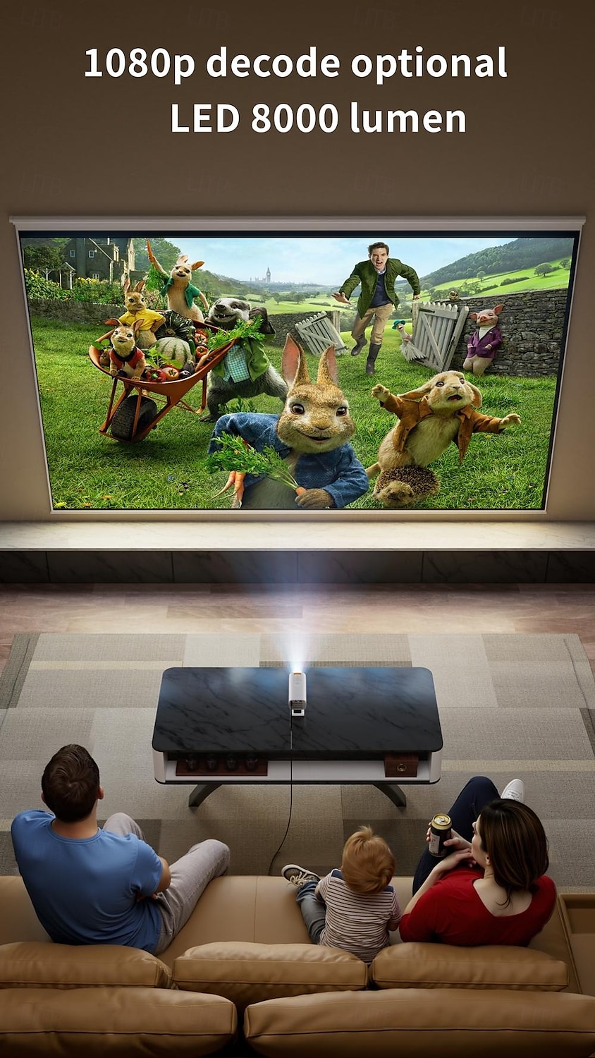 Super Convenient Mini Projection Home Theater 1080p Android Intelligent High-definition Home Wireless Projection Android Version Supports Wireless Same Screen Mobile Phones Supports USB Flash Drives 2025 - $68.99 –P4