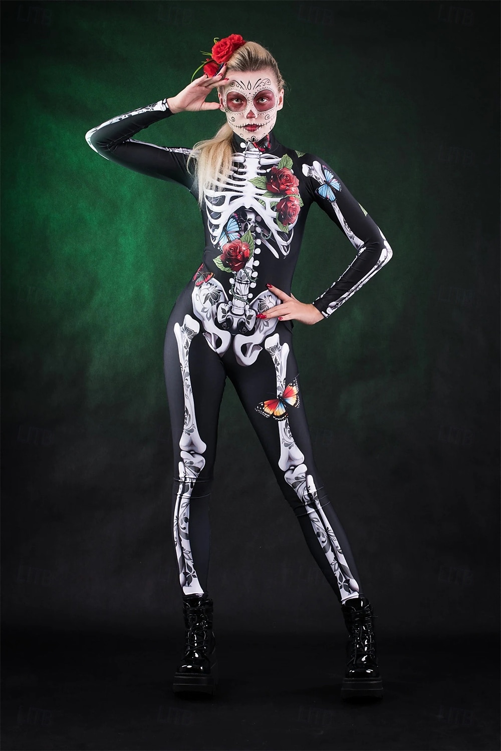 Schelet Craniu Craniu de zahăr Halloween Salopetă Costumul catsuit complet Costum înfricoșător Pentru copii Adulți Bărbați Pentru femei Băieți Halloween Carnaval Ziua morților Performanță Petrecere 2025 - $29.99 –P1