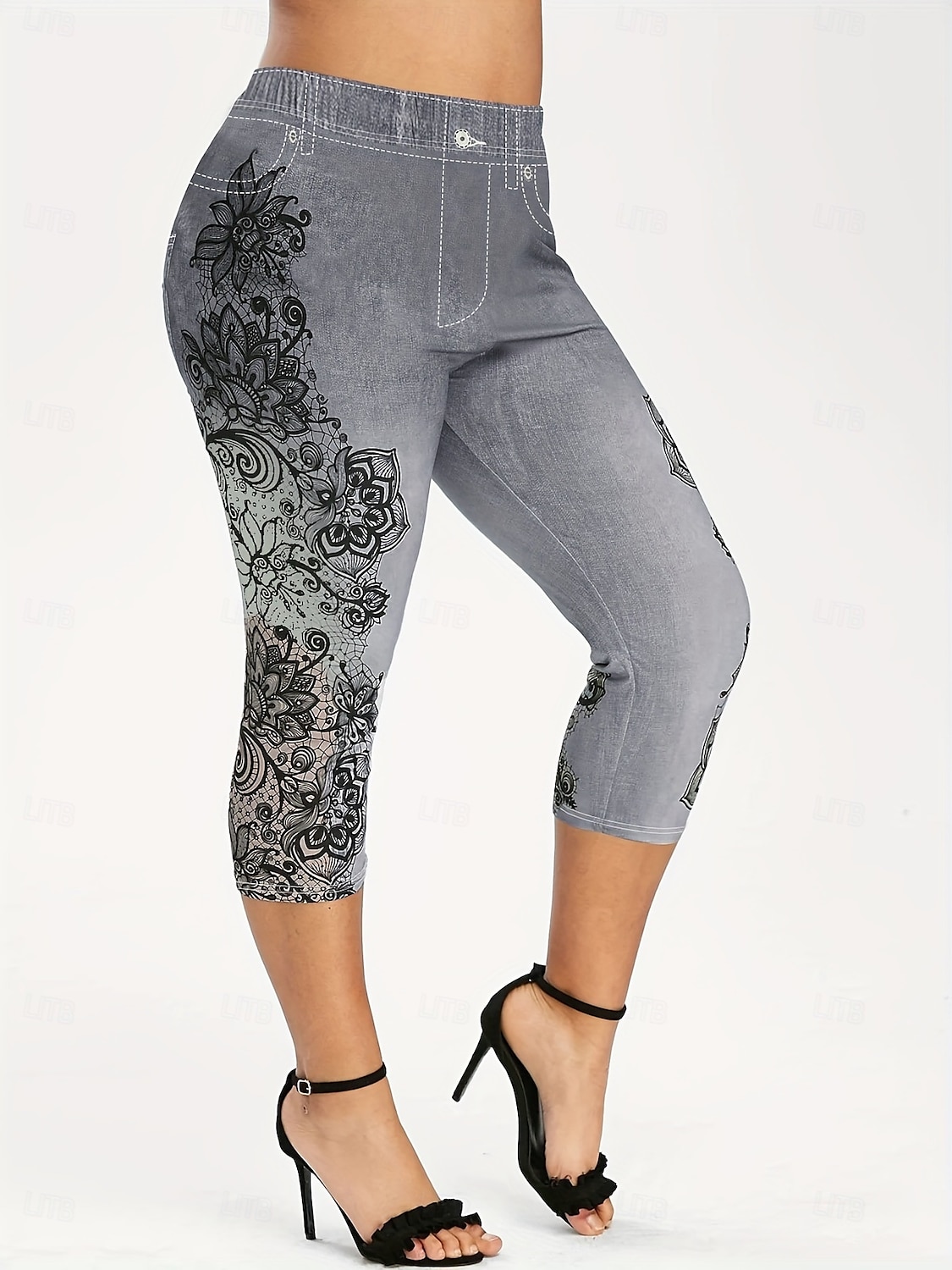 Per donna 3/4 Collant Collant Atletico Lunghezza al polpaccio Vita Alta Floreale Stampa Comodo Sollevamento glutei Controllo addominale Yoga Casual Quotidiano Rosso scuro Blu marino Blu Viola del 2025 a $15.99 –P4