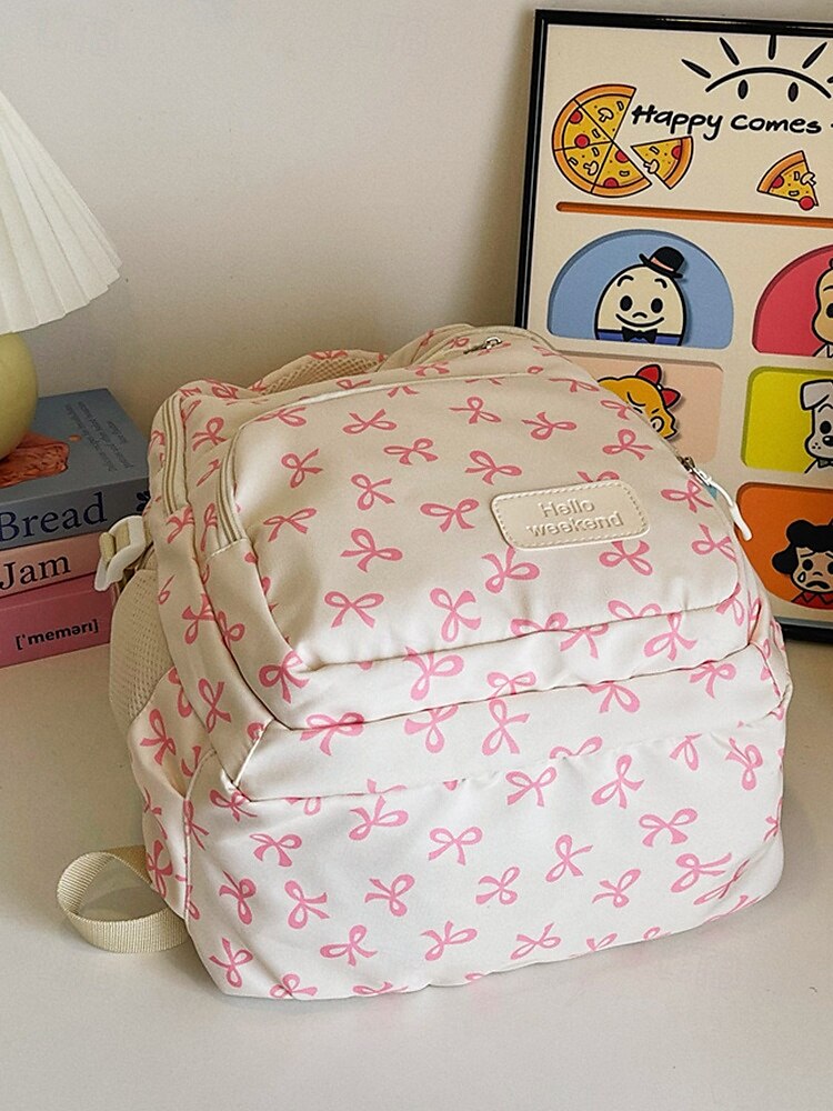 Set di 3 zaini scolastici per ragazze adolescenti: zaino in tela leggero con stampa di un grazioso fiocco rosa, borsa a tracolla di grande capacità e astuccio per matite, perfetto per la scuola, i viaggi e l'uso quotidiano. del 2025 a $26.99 –P8