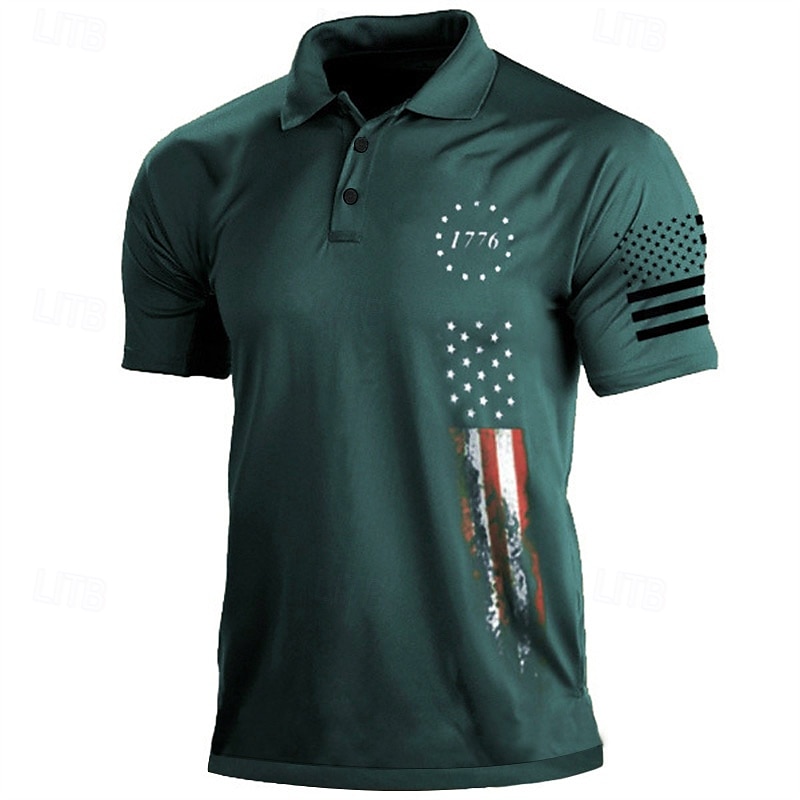 Homme Polo Chemise de golf Rue Quotidien Col Rabattu Manche Courte Mode Occasionnel Etoile 3D Boutonné Printemps & Été Coupe régulière Noir Blanche Vert Véronèse bleu marine Vert foncé Gris Polo de 2025 ? $22.99 –P6