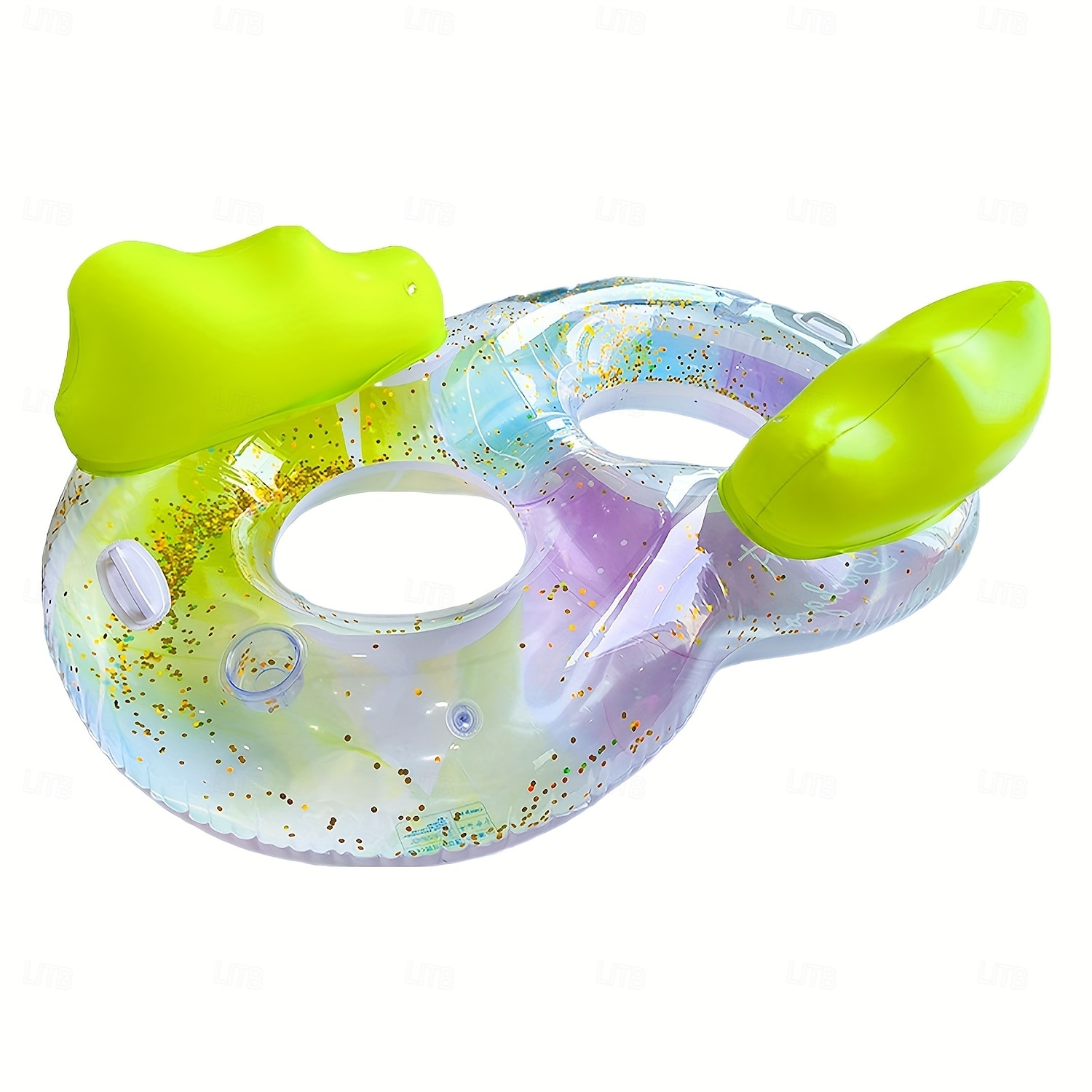 2-Person Inflatable Cloud-Shaped Swimming Ring with Built-in Backrest and Cup Holders - Durable PVC Material Vibrant Green Design for Pool Fun Pool Floats 2025 - $66.99 –P7