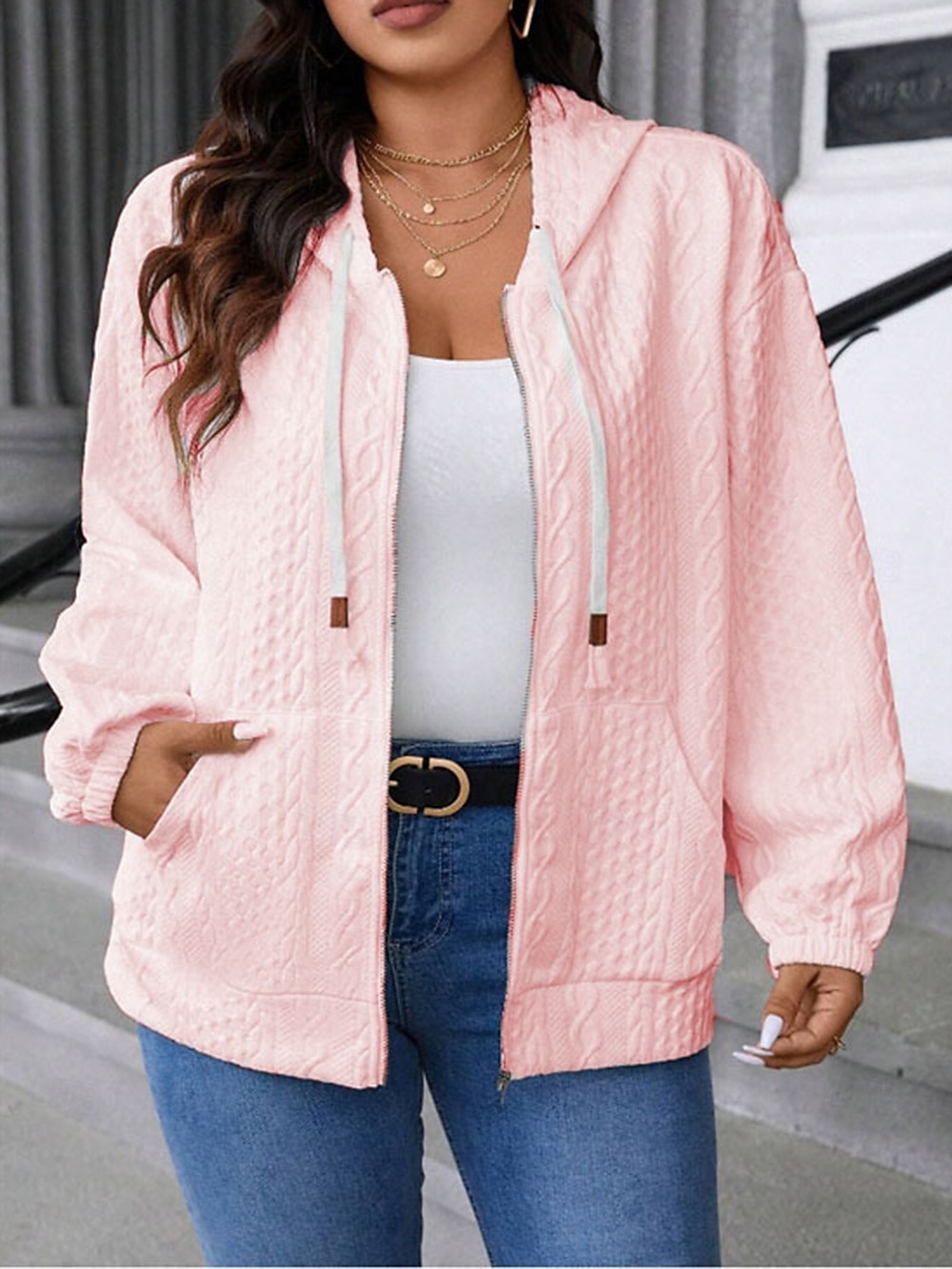 Femmes Veste Décontractée Confortable Respirant Avec Poches Mode Occasionnel Uni Occasionnel Tenue quotidienne Régulier À capuche Coupe régulière manche longue Vêtements d'extérieur Bleu Ciel Noir de 2025 ? $24.99 –P7