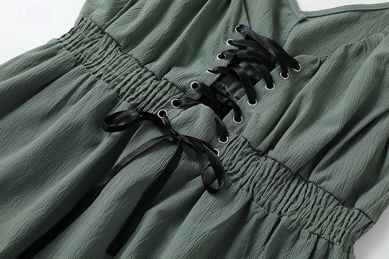Damen Minikleid Unterkleid Boho-Kleid Westernkleid Mode Klassisch Outdoor Ferien Ausgehen Normale Passform Einfach Ärmellos Spaghettiträger Dunkelgrün Sommer 2025 - $33.99 –P8