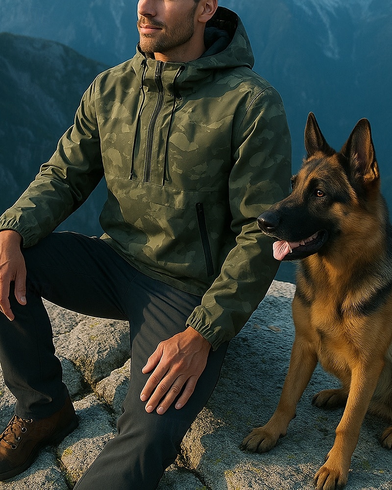 Homens Moletom com capuz impermeável Moletom Militar com Capuz Manga Longa Com Capuz Blusas Ao ar livre Prova-de-Água A Prova de Vento Inverno Poliéster camuflagem Verde Tropa Viajar Corrida de 2025 por $36.79 –P1