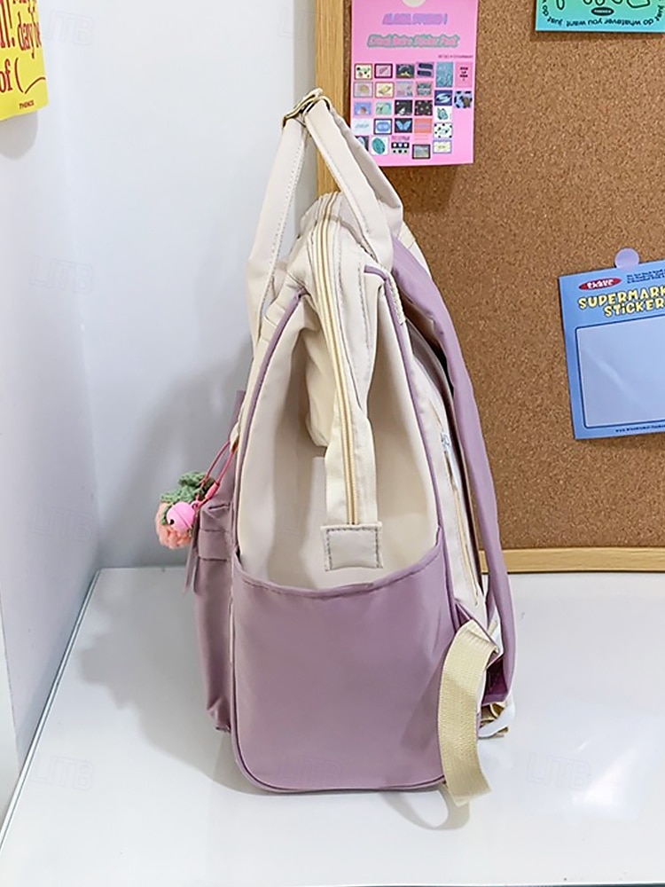Sac à dos kawaii colorblock pour adolescentes – cartable léger avec grande capacité et porte-clés en forme de fruit pour un usage quotidien et sur le campus de 2025 ? $24.99 –P5