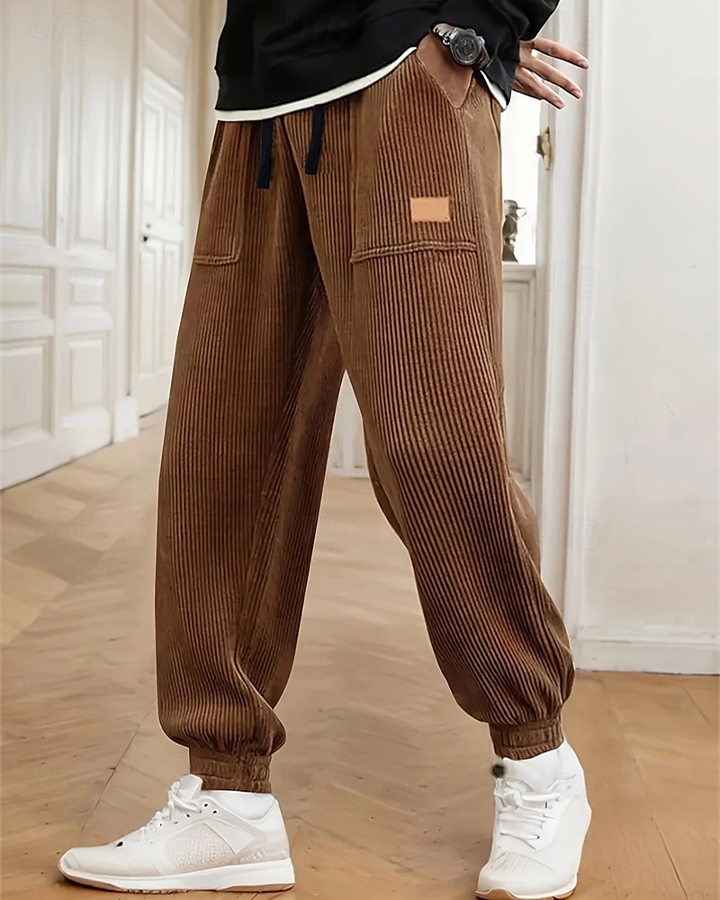 Per uomo Pantaloni da tuta Joggers Pantaloni in velluto a coste Tasca Elastico in vita Coulisse Semplice Comodità Sport all'Aperto Quotidiano Moda Casual Marrone Scuro Nero Micro-elastico del 2025 a $17.99 –P1