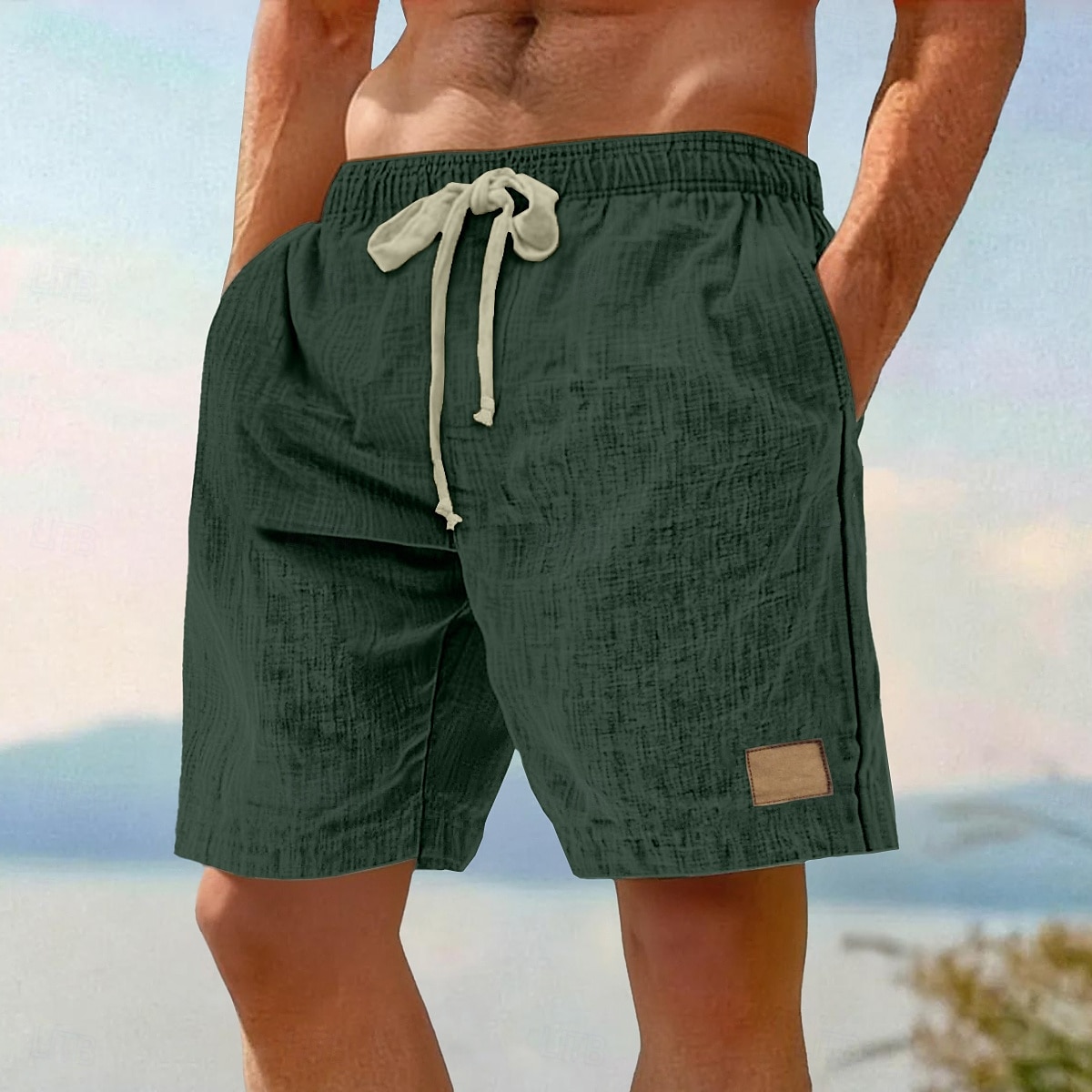 Herr Shorts Sommarshorts Beach Shorts Ficka Elastisk midja Snörning Slät Komfort Andningsfunktion Knelängd Semester Helgdag Strand Semester Hawaiisk Svart Rodnande Rosa Oelastisk 2025 - $21.99 –P10
