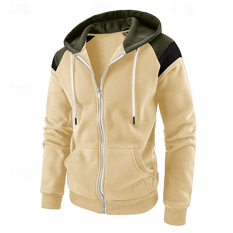 Per uomo Felpa con cappuccio Felpa con cappuccio a zip intera Nero Rosso Blu marino Cachi Grigio scuro Con Cappuccio Blocco di colori Patchwork Tasca Coulisse Sport & Outdoor Quotidiano Ferie del 2025 a $18.49 –P5
