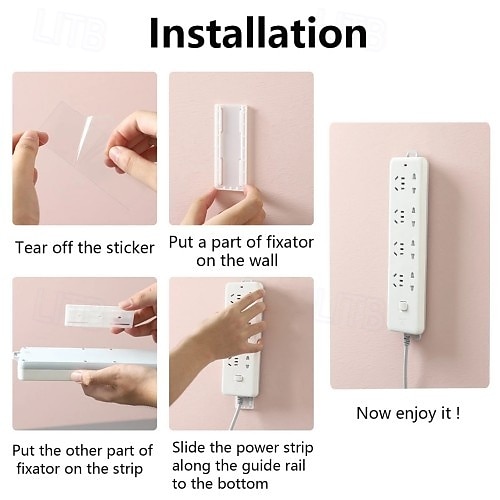 Supporto per presa adesivo senza foratura da 4 pezzi, staffa di fissaggio per multipresa autoadesiva, organizer per prese senza foratura per router, prolunga e gestione cavi del 2025 a $9.99 –P2