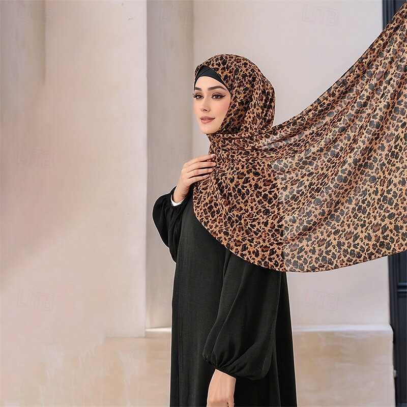 Foulard Rectangulaire Écharpes pour femmes Écharpes en mousseline de soie Femmes Rue Quotidien Date Brun Écharpe Léopard de 2025 ? $19.99 –P3