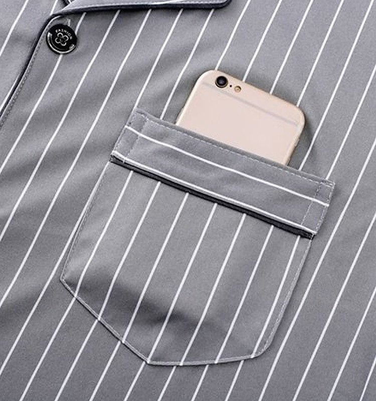Men's Sleepwear Pajama Set Pajama Top and Pant 1 set Stripe Fashion Stylish Classic Home Daily Bed Polyester Comfort Soft Breathable Lapel Long Sleeve Shirt Pant Elastic Waist Buttons Spring Fall 2025 - $16.99 –P6