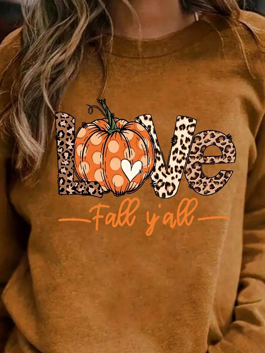 Felpa con cappuccio da donna di Halloween Grafica Zucca Leopardo Moda Casual Maniche Lunghe Collo Girocollo Top Regolari Stampa Quotidiana Marrone Primavera Autunno Inverno del 2025 a $25.99 –P3