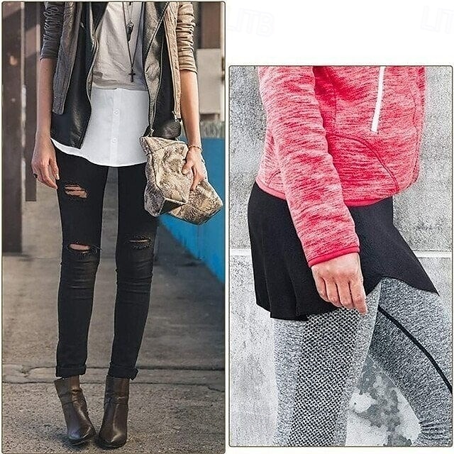 extensor de camisa versátil em camadas saia com bainha falsa para mulheres xadrez meia saia cobertura inferior para moletons blusas com capuz look casual chique de 2025 por $14.49 –P13