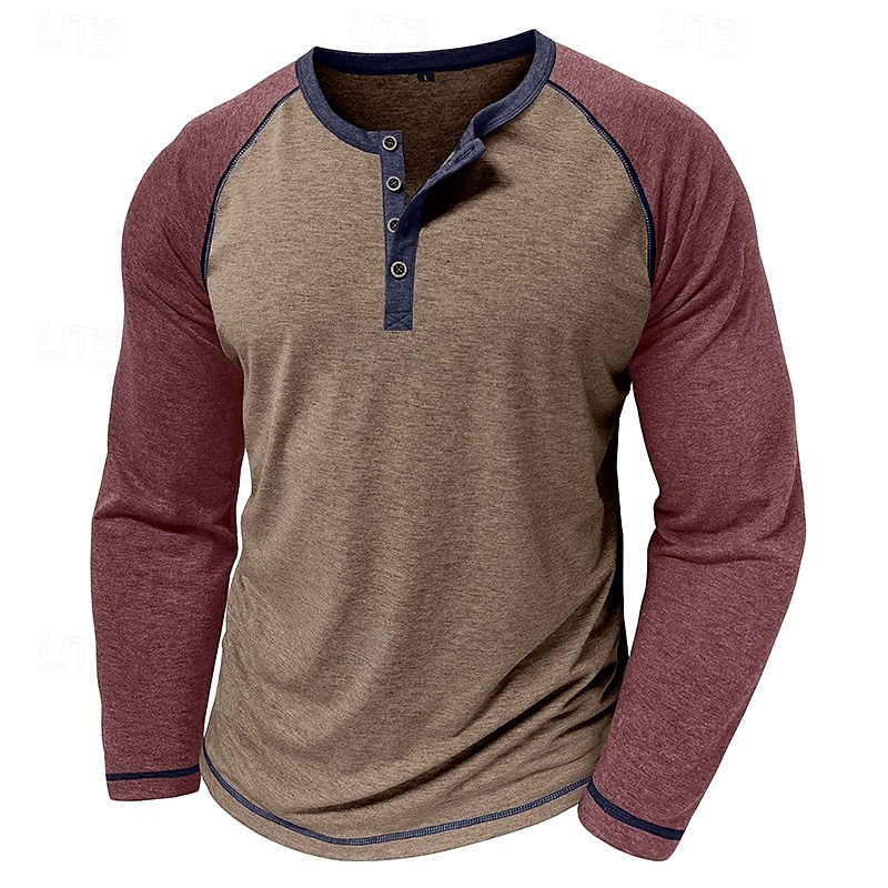 Herren Henley Hemd T-Shirt Baseball-T-Shirt Kurzarm Farbblock Designer Basic Böhmische Raglanärmel Henley Outdoor Lässig Täglich Sommer Herbst Schwarz Marineblau Blau Henley T-Shirt 2026 - $24.99 –P8