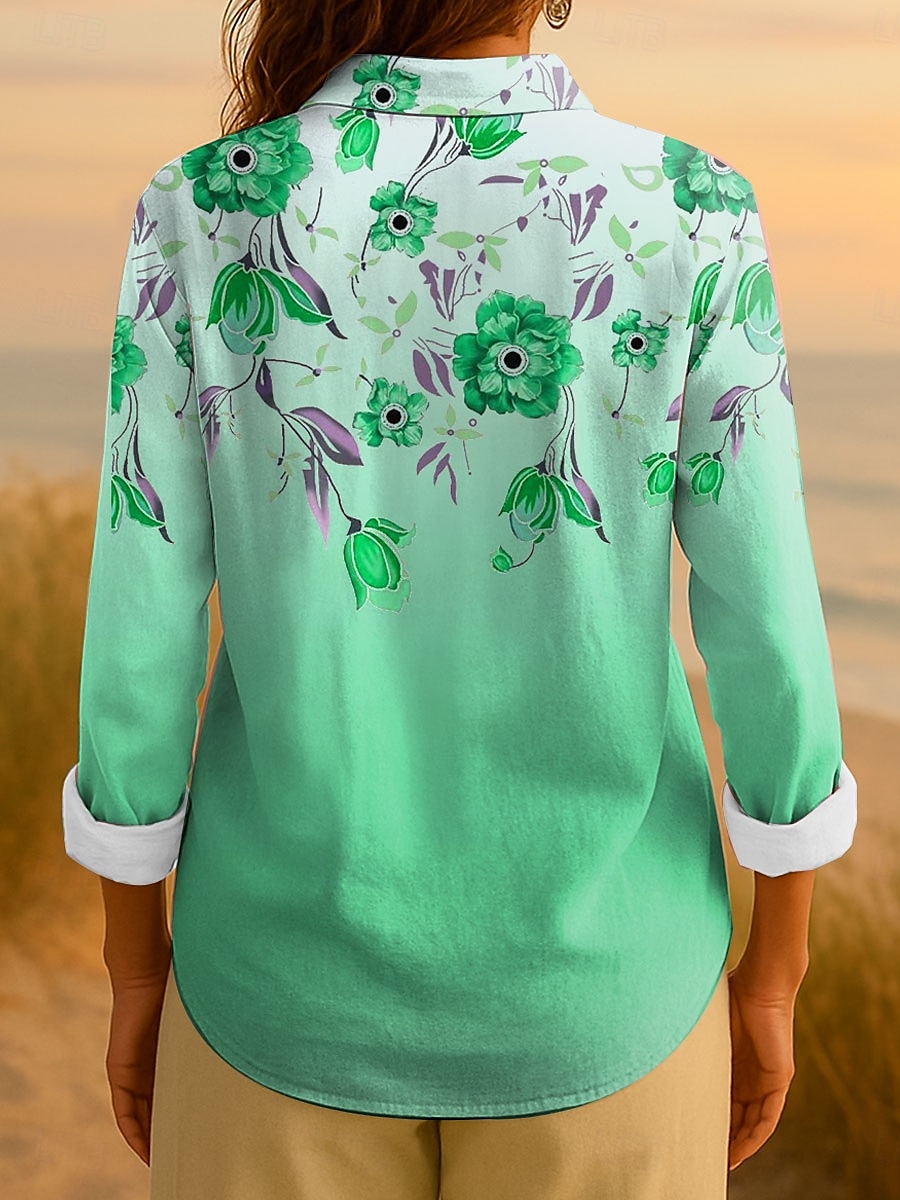 Pâques Femmes Chemise A Ombre Fleuri Graphique Élégant ancien Tropical manche longue Col de chemise Hauts Réguliers Travail Quotidien Boutons Imprimé Rose Claire Bleu Violet Vert Été Printemps Automne de 2025 ? $32.99 –P2