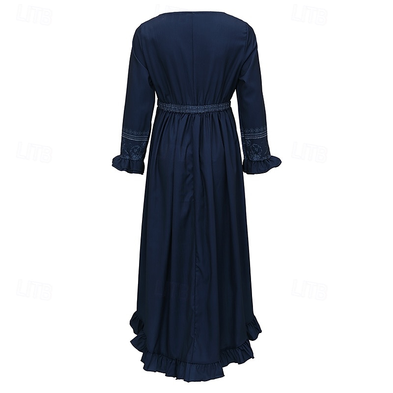 Femmes Robe Midi Robe bohème Robe occidentale Mode Classique Fête Sortir Week-end Coupe régulière Fleur manche longue Col en V Bleu de minuit Été de 2025 ? $37.99 –P5