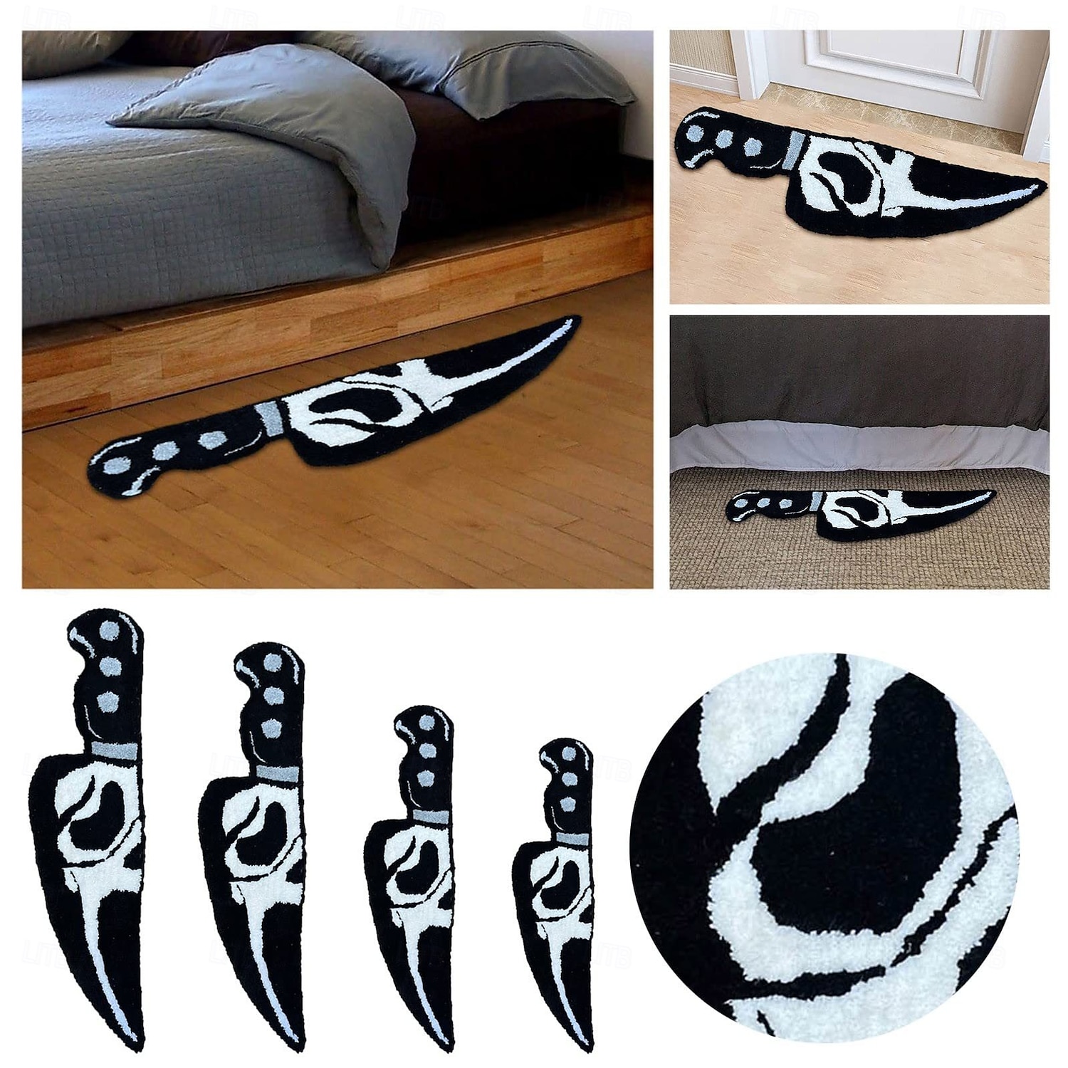 Tappeto teschio di Halloween, coltello, orrore, spaventoso, urlo, comodino, resistente all'usura, cashmere, casa, benvenuto, arredamento del 2025 a $12.99 –P5